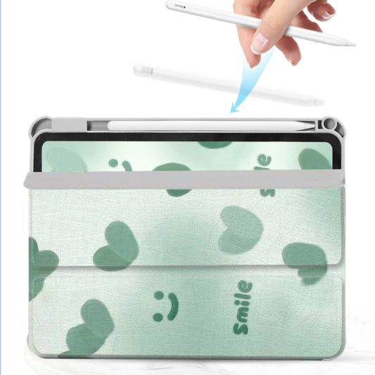 For iPad 10.2 2021 / 2020 / 10.5 720 Rotation Magnetic Painted Leather Smart Tablet Case(Green Heart) - iPad 10.2 Cases by buy2fix | Online Shopping UK | buy2fix