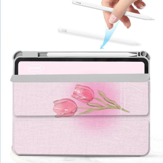 For iPad 10.2 2021 / 2020 / 10.5 720 Rotation Magnetic Painted Leather Smart Tablet Case(Tulip Glass) - iPad 10.2 Cases by buy2fix | Online Shopping UK | buy2fix