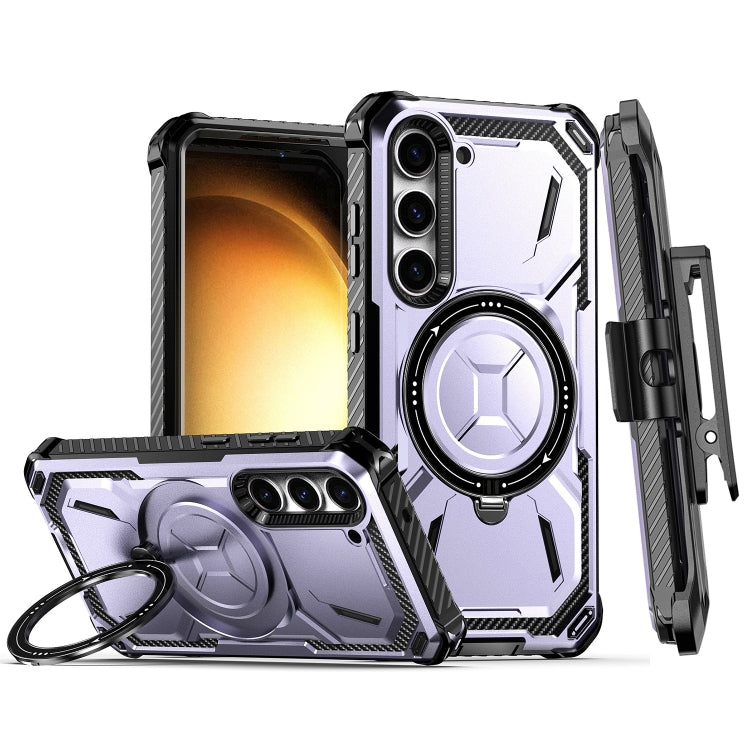 For Samsung Galaxy S23+ 5G Armor Series Holder Phone Case with Back Clip(Purple) - Galaxy S23+ 5G Cases by buy2fix | Online Shopping UK | buy2fix
