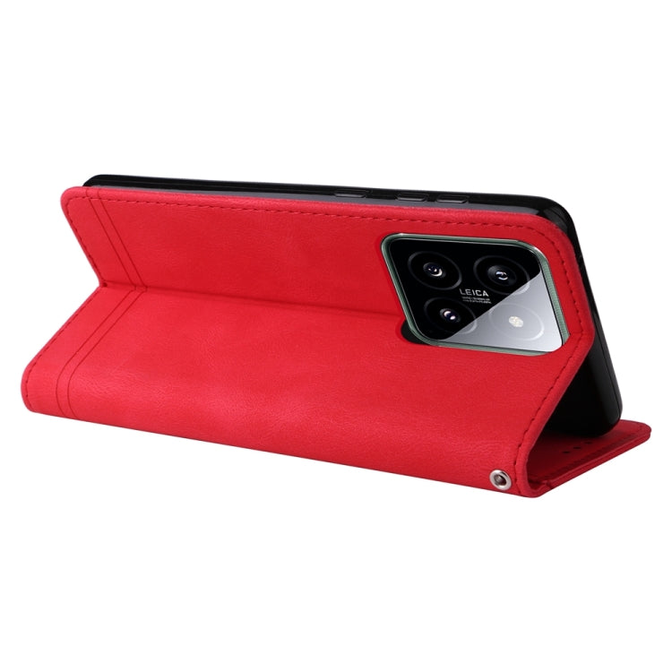 For Xiaomi 14 Skin Feel Life Tree Metal Button Leather Phone Case(Red) - Xiaomi Cases by buy2fix | Online Shopping UK | buy2fix