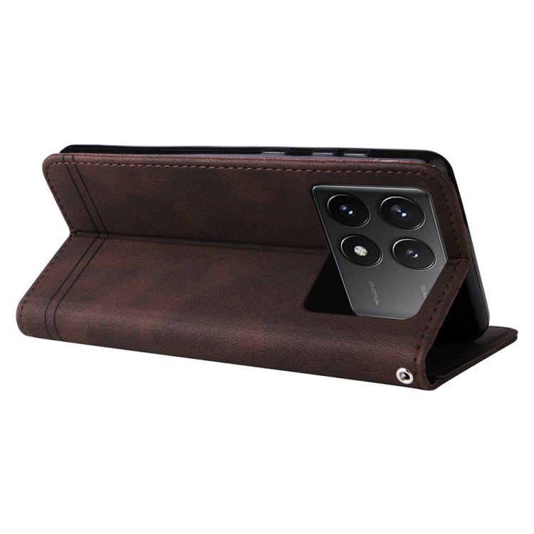 For Xiaomi Redmi K70 / K70 Pro Skin Feel Life Tree Metal Button Leather Phone Case(Brown) - Xiaomi Cases by buy2fix | Online Shopping UK | buy2fix