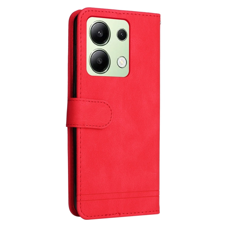 For Xiaomi Redmi Note13 4G Skin Feel Life Tree Metal Button Leather Phone Case(Red) - Xiaomi Cases by buy2fix | Online Shopping UK | buy2fix