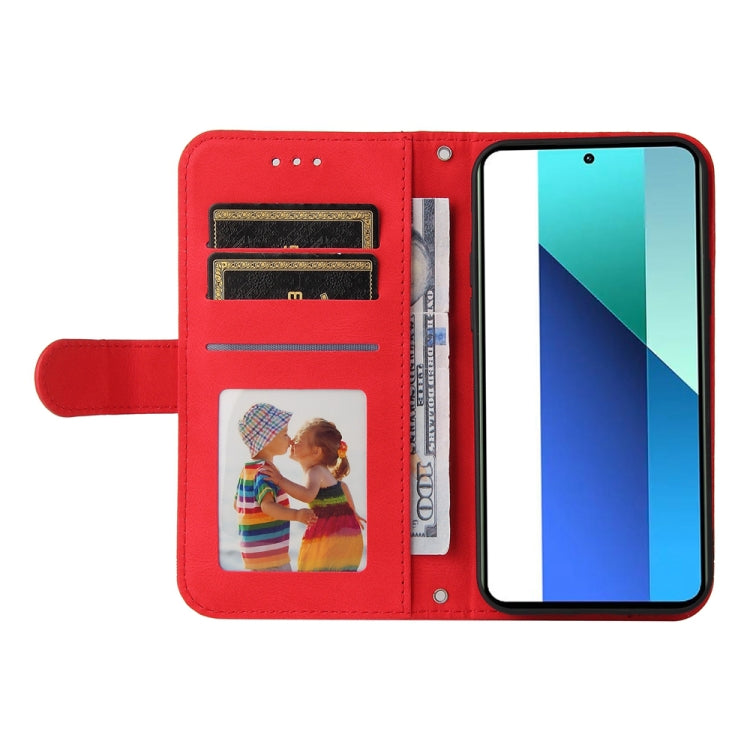 For Xiaomi Redmi Note13 4G Skin Feel Life Tree Metal Button Leather Phone Case(Red) - Xiaomi Cases by buy2fix | Online Shopping UK | buy2fix