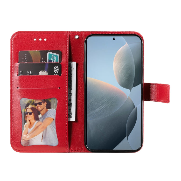 For Xiaomi Redmi K70 / K70 Pro 7-petal Flowers Embossing Leather Phone Case(Red) - Xiaomi Cases by buy2fix | Online Shopping UK | buy2fix