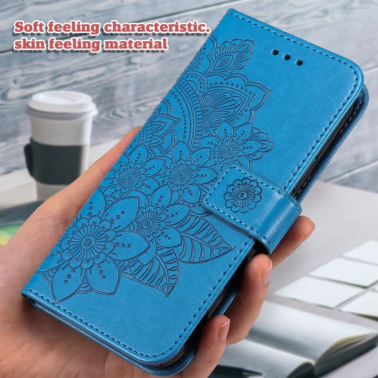 For Xiaomi Redmi Note13 Pro+ 5G Global 7-petal Flowers Embossing Leather Phone Case(Blue) - Xiaomi Cases by buy2fix | Online Shopping UK | buy2fix