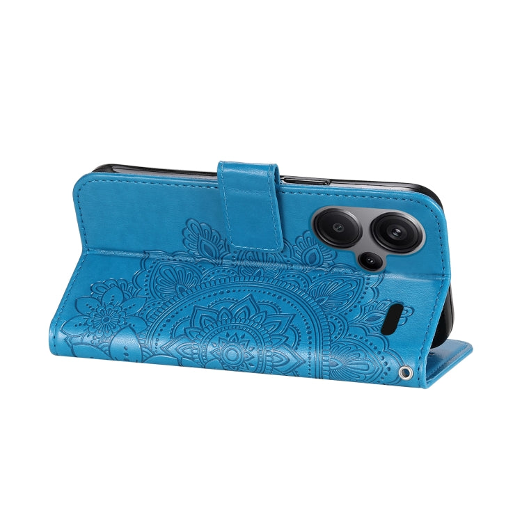 For Xiaomi Redmi Note13 Pro+ 5G Global 7-petal Flowers Embossing Leather Phone Case(Blue) - Xiaomi Cases by buy2fix | Online Shopping UK | buy2fix