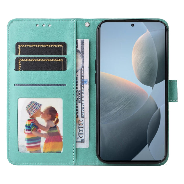 For Xiaomi Redmi K70 / K70 Pro Embossed Sunflower Leather Phone Case(Green) - Xiaomi Cases by buy2fix | Online Shopping UK | buy2fix