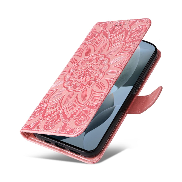 For Xiaomi Redmi K70 / K70 Pro Embossed Sunflower Leather Phone Case(Rose Gold) - Xiaomi Cases by buy2fix | Online Shopping UK | buy2fix