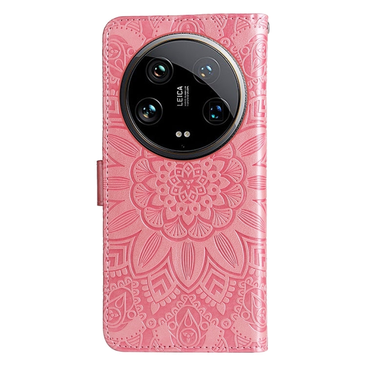 For Xiaomi 14 Ultra Embossed Sunflower Leather Phone Case(Rose Gold) - Xiaomi 14 Ultra Cases by buy2fix | Online Shopping UK | buy2fix