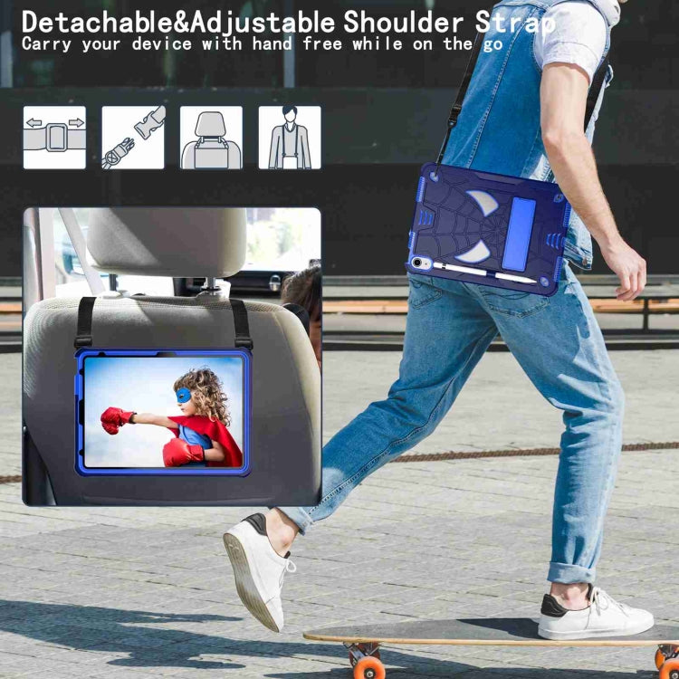 For iPad 2025 / 2022 Spider Texture Silicone Hybrid PC Tablet Case with Shoulder Strap(Navy Blue + Blue) - iPad 2025 / 2022 Cases by buy2fix | Online Shopping UK | buy2fix