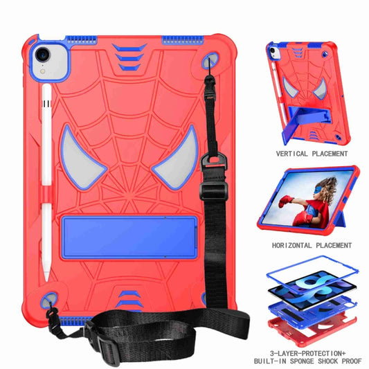For iPad Pro 11 2021 / Air 5 10.9 Spider Texture Silicone Hybrid PC Tablet Case with Shoulder Strap(Red + Blue) - iPad Pro 11 (2022/2021) Cases by buy2fix | Online Shopping UK | buy2fix