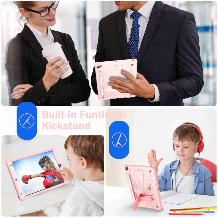 For iPad 10.2 2021 / 2020 / 2019 Spider Texture Silicone Hybrid PC Tablet Case with Shoulder Strap(Rose Gold) - iPad 10.2 Cases by buy2fix | Online Shopping UK | buy2fix