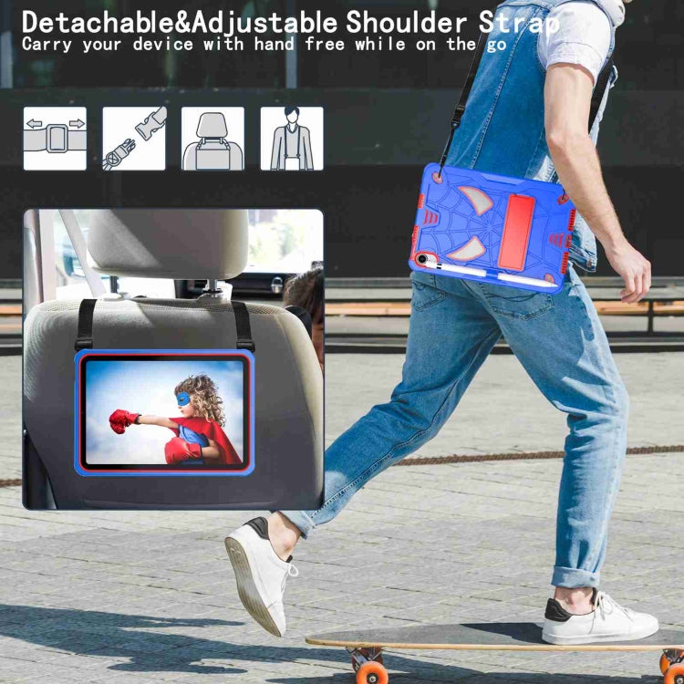 For iPad mini 6 Spider Texture Silicone Hybrid PC Tablet Case with Shoulder Strap(Blue + Red) - iPad mini 6 Cases by buy2fix | Online Shopping UK | buy2fix