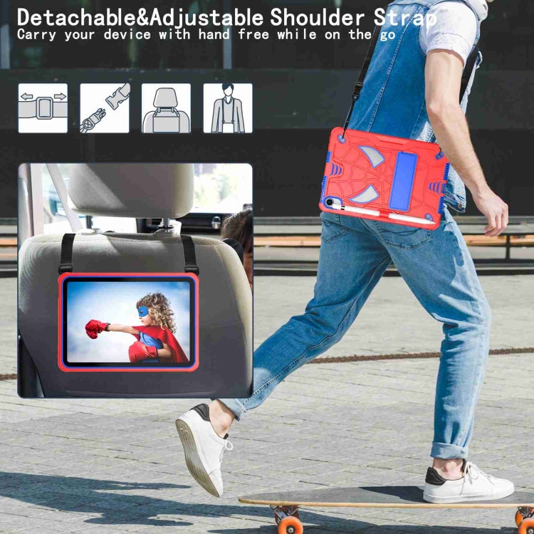 For iPad mini 6 Spider Texture Silicone Hybrid PC Tablet Case with Shoulder Strap(Red + Blue) - iPad mini 6 Cases by buy2fix | Online Shopping UK | buy2fix