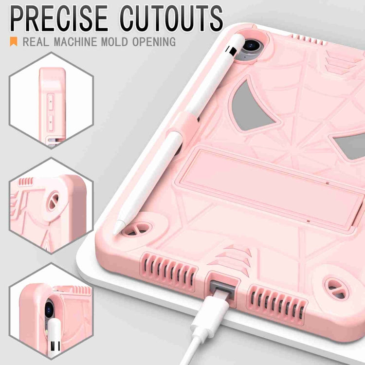 For iPad mini 6 Spider Texture Silicone Hybrid PC Tablet Case with Shoulder Strap(Rose Gold) - iPad mini 6 Cases by buy2fix | Online Shopping UK | buy2fix
