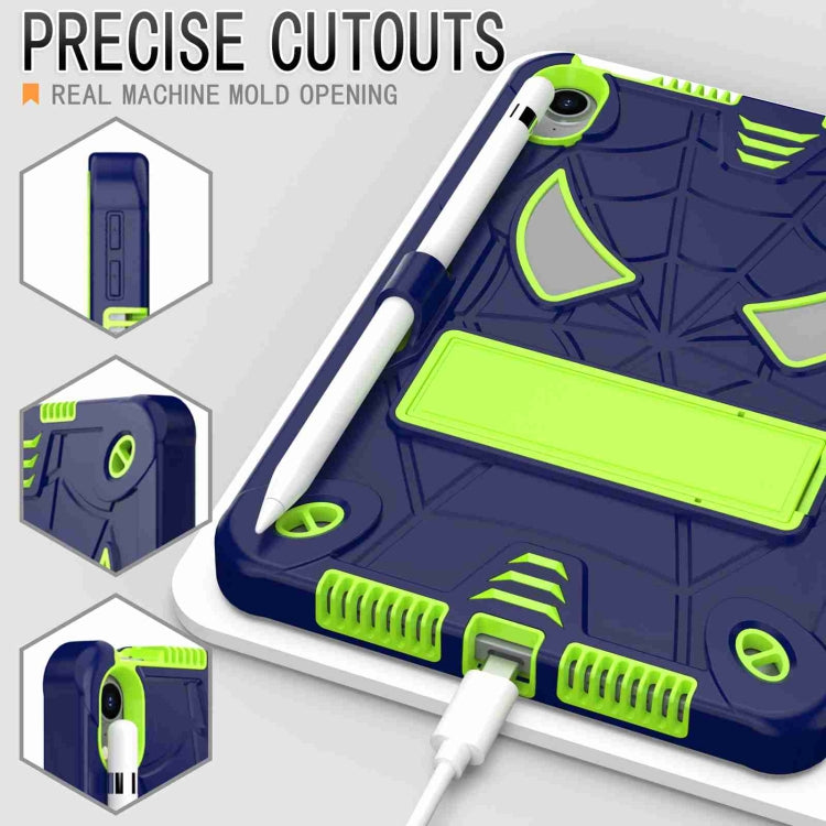 For iPad mini 6 Spider Texture Silicone Hybrid PC Tablet Case with Shoulder Strap(Navy Blue + Yellow Green) - iPad mini 6 Cases by buy2fix | Online Shopping UK | buy2fix
