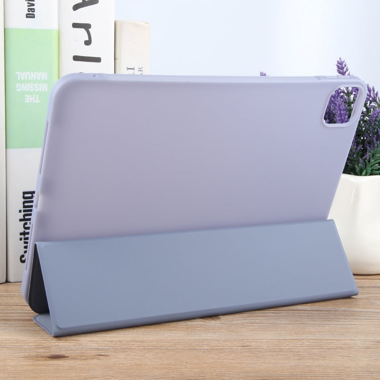 For iPad Air 11 2025 / 2024 GEBEI 3-folding Holder Shockproof Flip Leather Tablet Case(Light Purple) by GEBEI