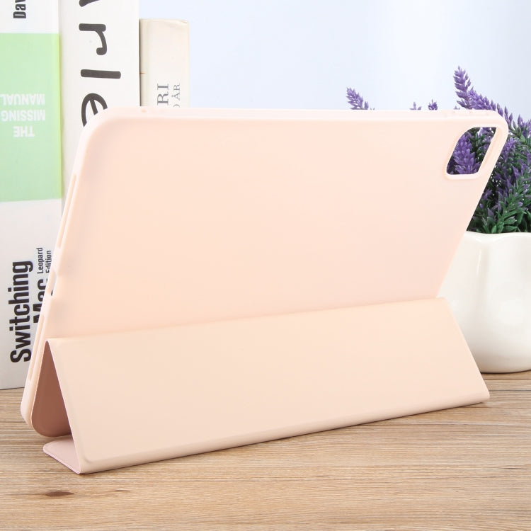 For iPad Pro 11 2024 GEBEI 3-folding Holder Shockproof Flip Leather Tablet Case(Pink) - iPad Pro 11 2024 Cases by GEBEI | Online Shopping UK | buy2fix