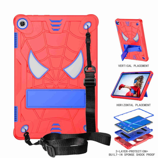 For Lenovo Tab M10 3rd Gen Spider Texture Silicone Hybrid PC Tablet Case with Shoulder Strap(Red + Blue) - Lenovo by buy2fix | Online Shopping UK | buy2fix