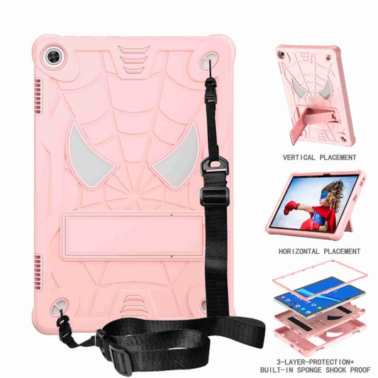 For Lenovo Tab M10 3rd Gen Spider Texture Silicone Hybrid PC Tablet Case with Shoulder Strap(Rose Gold) - Lenovo by buy2fix | Online Shopping UK | buy2fix
