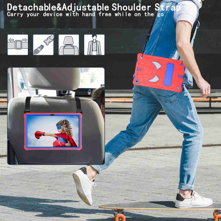 For Lenovo Tab M10 Plus 10.6 3rd Gen 2022 Spider Texture Silicone Hybrid PC Tablet Case with Shoulder Strap(Red + Blue) - Lenovo by buy2fix | Online Shopping UK | buy2fix