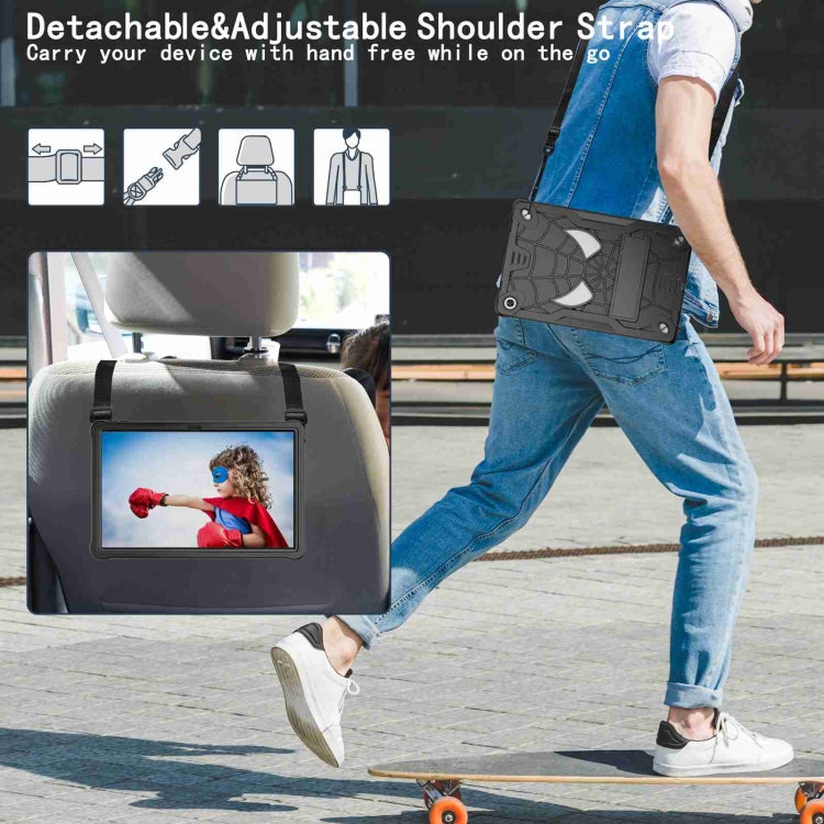 For Lenovo Tab M10 Plus 10.6 3rd Gen 2022 Spider Texture Silicone Hybrid PC Tablet Case with Shoulder Strap(Black) - Lenovo by buy2fix | Online Shopping UK | buy2fix