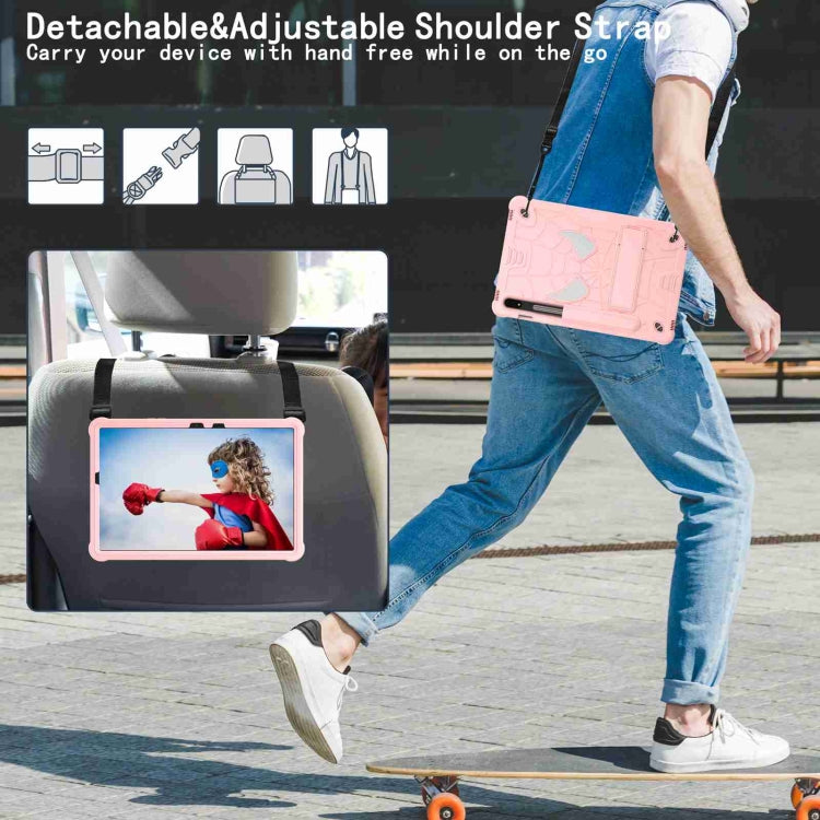For Samsung Galaxy Tab S7 / S8 Spider Texture Silicone Hybrid PC Tablet Case with Shoulder Strap(Rose Gold) by buy2fix