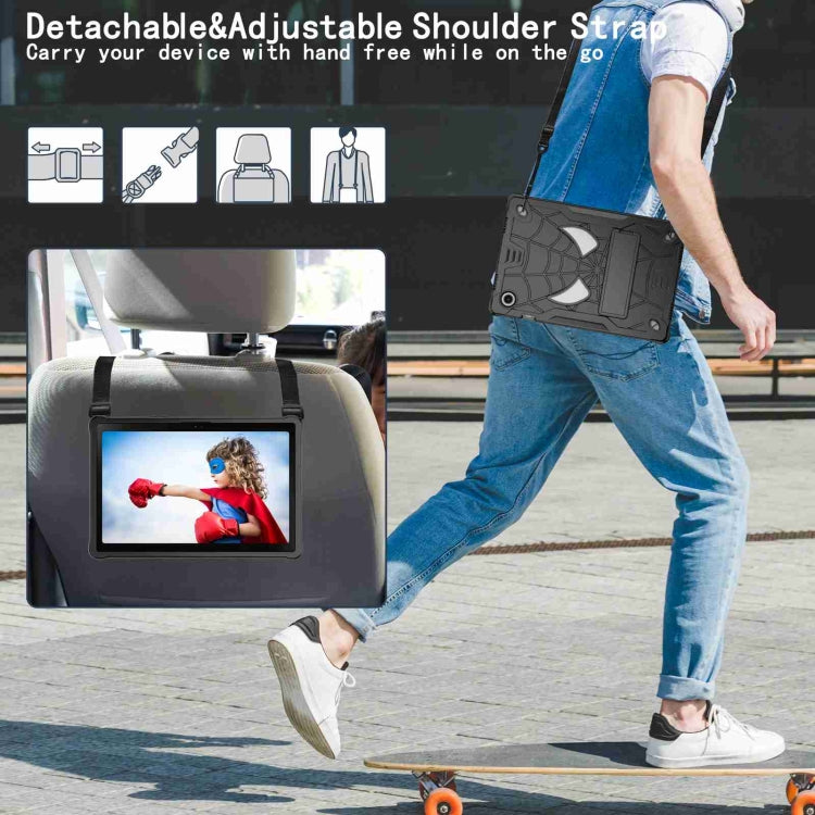 For Samsung Galaxy Tab A8 10.5 2021 Spider Texture Silicone Hybrid PC Tablet Case with Shoulder Strap(Black) - Other Galaxy Tab PC by buy2fix | Online Shopping UK | buy2fix