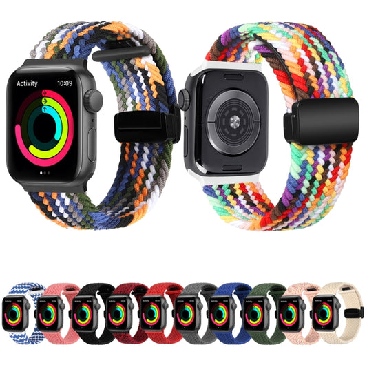 Magnetic Fold Clasp Woven Watch Band For Apple Watch 3 38mm(Black) by buy2fix