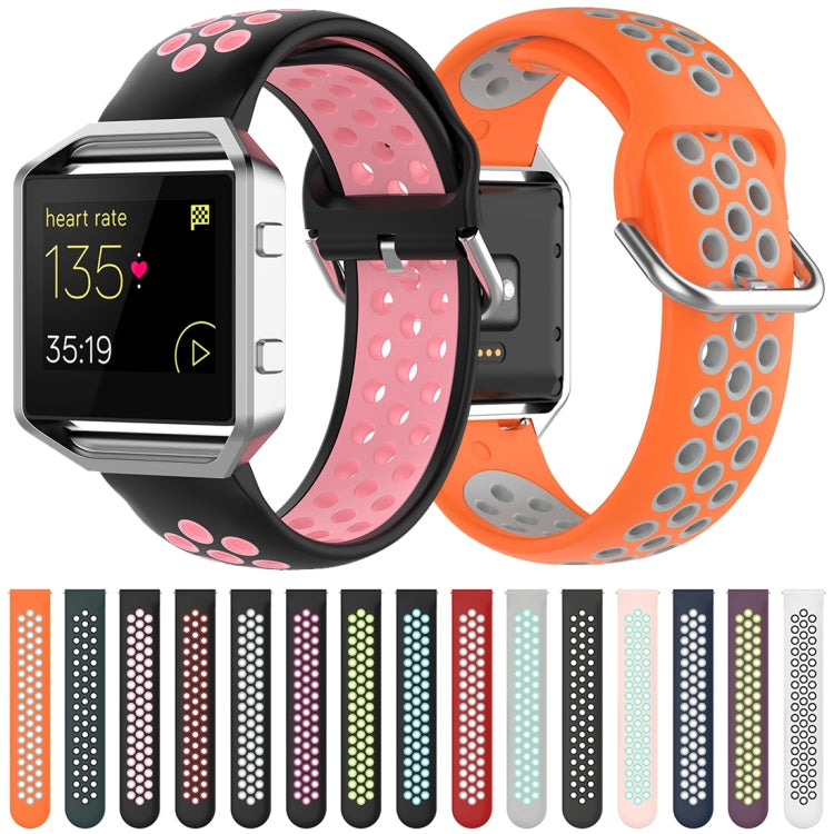 For Fitbit Versa 2 / Versa / Versa Lite / Blaze 23mm Sports Two Colors Silicone Replacement Strap Watchband(Black Red) by buy2fix