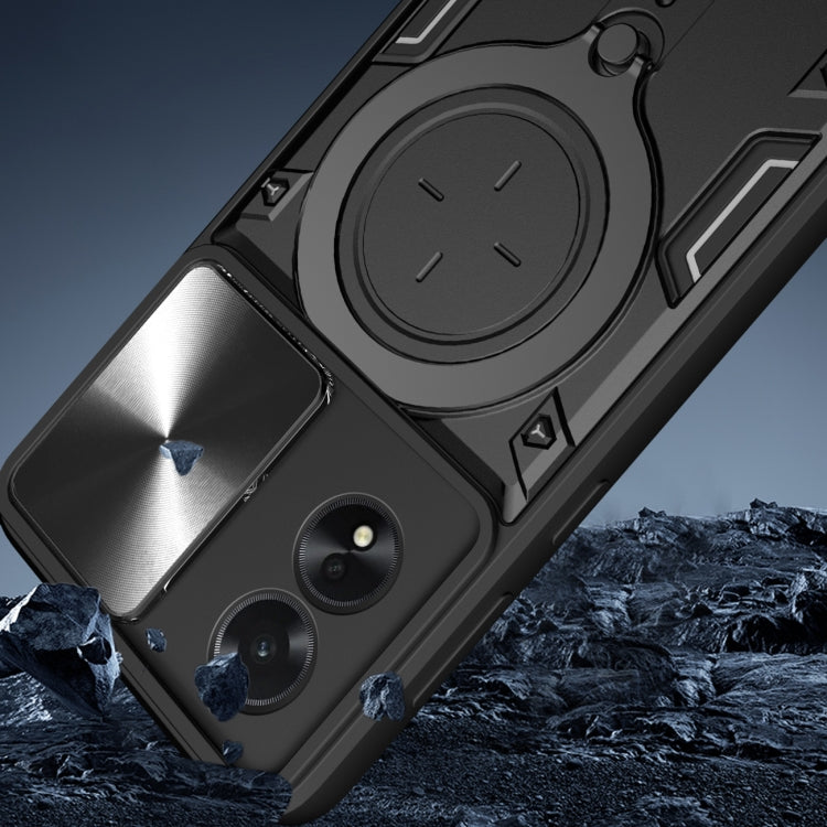 For OPPO A38 4G Global CD Texture Sliding Camshield Magnetic Holder Phone Case(Red) by buy2fix