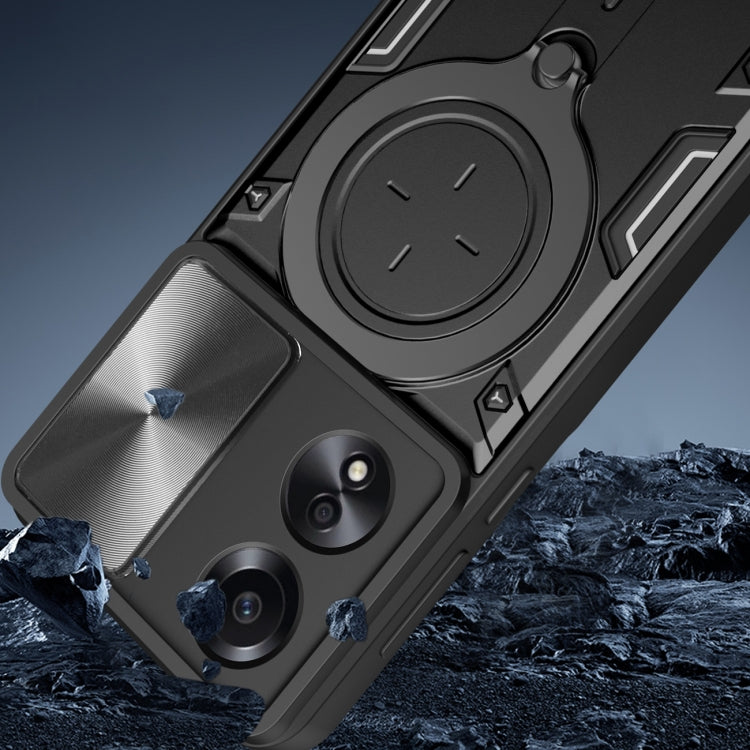 For OPPO A58 4G Global CD Texture Sliding Camshield Magnetic Holder Phone Case(Purple) by buy2fix