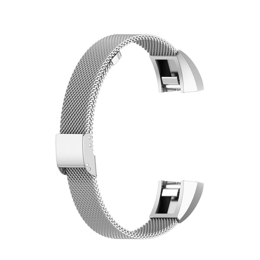 For Fitbit Alta / Alta HR / ACE Watch Button Mesh Metal Replacement Strap Watchband, Size:L(Silver) by buy2fix