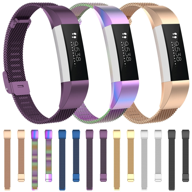 For Fitbit Alta / Alta HR / ACE Watch Button Mesh Metal Replacement Strap Watchband, Size:L(Silver) by buy2fix