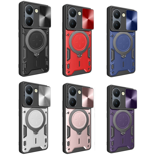 For vivo Y36 4G / 5G CD Texture Sliding Camshield Magnetic Holder Phone Case(Pink) by buy2fix