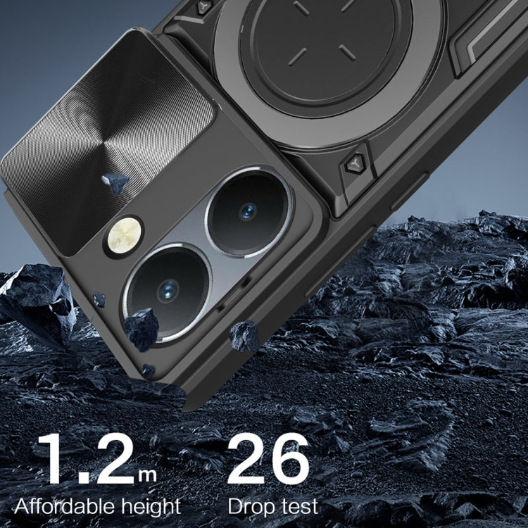 For vivo Y36 4G / 5G CD Texture Sliding Camshield Magnetic Holder Phone Case(Pink) by buy2fix