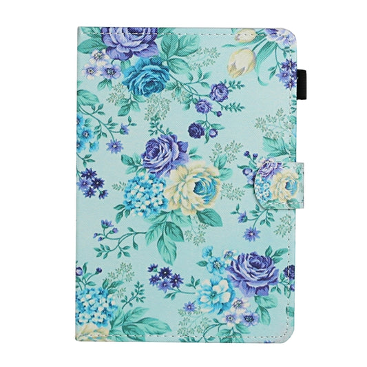 For 7 inch Universal Tablet PC Flower Pattern Horizontal Flip Leather Case with Card Slots & Holder(Purple Flower) - 7 inch by buy2fix | Online Shopping UK | buy2fix
