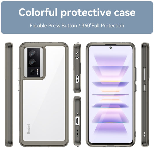 For Xiaomi Poco F5 Pro Colorful Series Acrylic Hybrid TPU Phone Case(Transparent Grey) by buy2fix