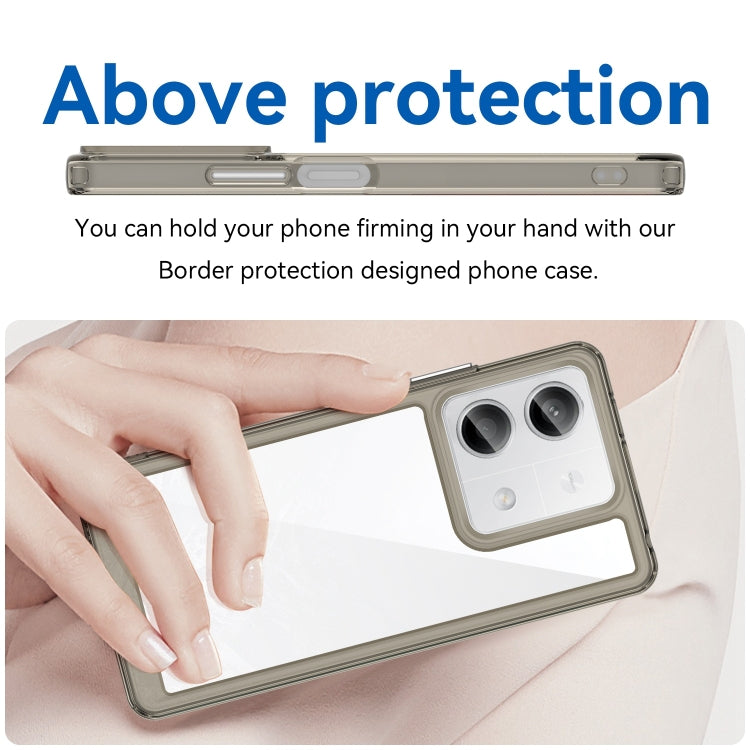 For Xiaomi Redmi Note 13 5G Colorful Series Acrylic Hybrid TPU Phone Case(Transparent Grey) - Xiaomi Cases by buy2fix | Online Shopping UK | buy2fix