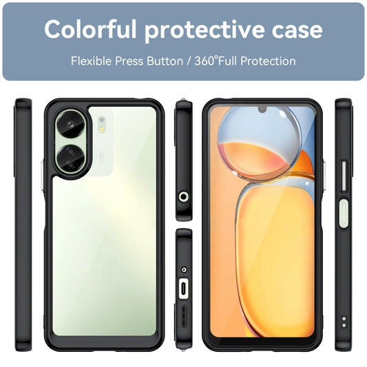For Xiaomi Redmi 13C 4G Colorful Series Acrylic Hybrid TPU Phone Case(Black) by buy2fix