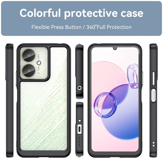 For Xiaomi Redmi 13R 5G Colorful Series Acrylic Hybrid TPU Phone Case(Black) by buy2fix