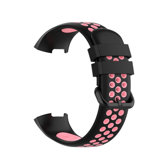 For Fitbit Charge 4 / Charge 3 / Charge 3 SE Watch Button Two Colors Silicone Replacement Strap Watchband(Black Pink) by buy2fix