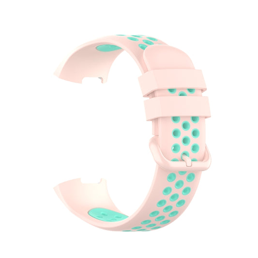For Fitbit Charge 4 / Charge 3 / Charge 3 SE Watch Button Two Colors Silicone Replacement Strap Watchband(Light Pink Teal) by buy2fix