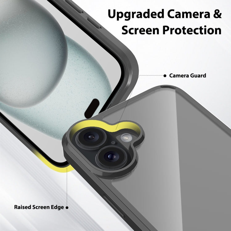 For iPhone 16 Plus Scratchproof Acrylic TPU Phone Case(Black) by buy2fix