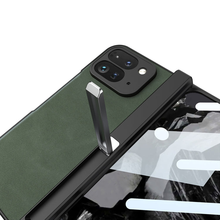 For Google Pixel 9 Pro Fold GKK Integrated Frosted Fold Hinge Leather Phone Case with Holder(Brown) by GKK