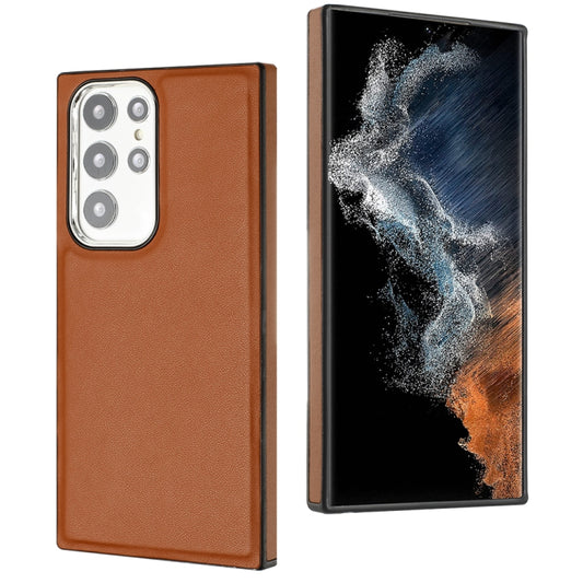 For Samsung Galaxy S22 Ultra 5G Leather Texture Full Coverage Phone Case(Brown) by buy2fix