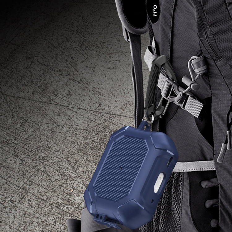 For AirPods Pro 2 Carbon Brazing Dimension TPU+PC Headphone Protective Cover with Switch Lock & Carabiner(Red) by buy2fix