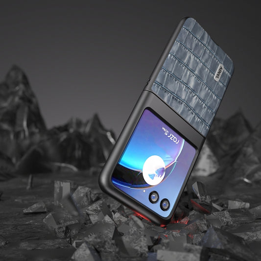 For Motorola Razr 40 Ultra ABEEL Crocodile Texture Genuine Leather Phone Case(Blue) by buy2fix