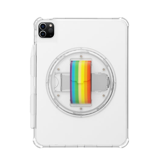 For iPad Pro 11 2022 / 2021 Terminator Shockproof Glitter Powder Tablet Case with Grip Strap(Transparent) - iPad Pro 11 (2022/2021) Cases by buy2fix | Online Shopping UK | buy2fix