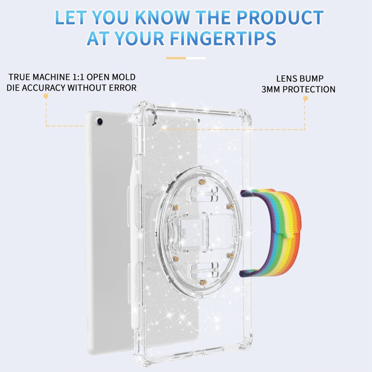 For iPad Pro 11 2022 / 2021 Terminator Shockproof Glitter Powder Tablet Case with Grip Strap(White) - iPad Pro 11 (2022/2021) Cases by buy2fix | Online Shopping UK | buy2fix